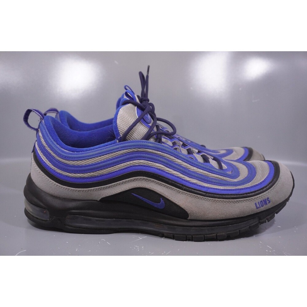 Nike Air Max 97 By You Mens Size 14 Blue Grey Custom Detroit Lions Shoe Sneaker